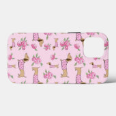 Coques Case-Mate iPhone Pink Floral Dachshund Téléphone à thème (Verso (horizontal))