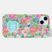 Coques Case-Mate iPhone Pink Floral Garden Monogrammed (Verso (horizontal))