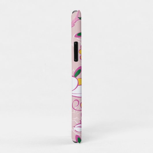 Coques Case-Mate iPhone Pink Floral Pattern Custom Name (Dos/Droite)