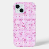 Coques Case-Mate iPhone Pink Gingham Bow Phone Case (Verso)