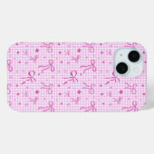 Coques Case-Mate iPhone Pink Gingham Bow Phone Case (Verso (horizontal))