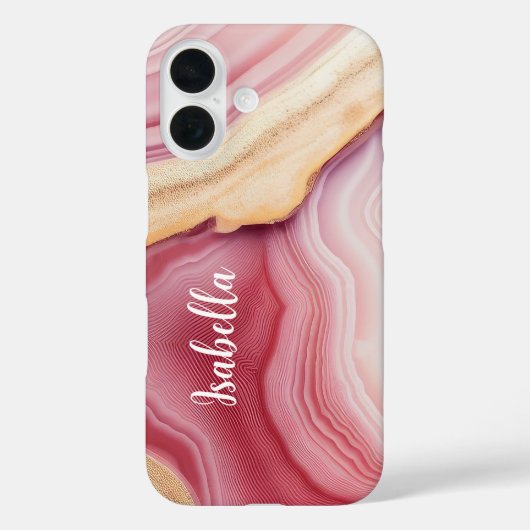 Coques Case-Mate iPhone Pink Gold Agate Modern Chic Nom (Verso)