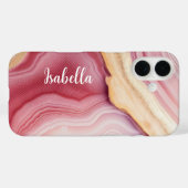 Coques Case-Mate iPhone Pink Gold Agate Modern Chic Nom (Verso (horizontal))