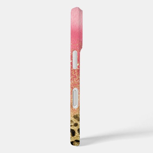Coques Case-Mate iPhone Pink Gold Glitter Leopard Print Monogrammed Name (Verso / Droite)
