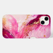 Coques Case-Mate iPhone pink gold marble glitter personalized name  (Verso (horizontal))