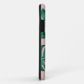 Coques Case-Mate iPhone Pink & Green Palm Feuille Motif & nom (Dos/Droite)