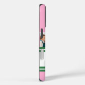 Coques Case-Mate iPhone Pink & Green Striped cadeau rétro personnalisé (Verso / Droite)