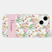 Coques Case-Mate iPhone Pink Green Watercolor Wildflower Name (Verso (horizontal))