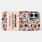 Coques Case-Mate iPhone Pink Halloween Tricoter ou traiter Nom personnalis (Verso (horizontal))