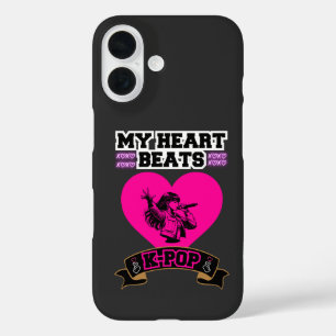Coques iPhone 16 Pink Heart Idol chanter KPop Music Love Design