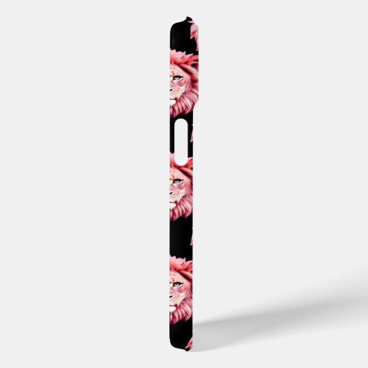 Coques Case-Mate iPhone Pink Lion Head Animal Pattern Design - Black (Verso / Droite)