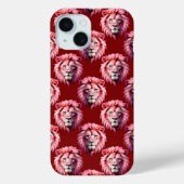 Coques Case-Mate iPhone Pink Lion Head Animal Pattern Design Red  (Verso)