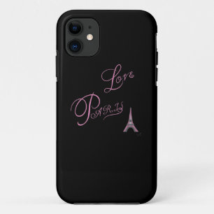 Coque iPhone 11 Pink-Love-Paris-Eiffel-Tower-Unique