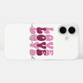 Coques Case-Mate iPhone Pink "Love" Stacked Bubble Font (Verso (horizontal))