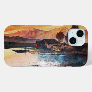 COQUE POUR iPhone 15 PINK MOUNTAINS LAC ALPINE SUNSET PAYSAGE