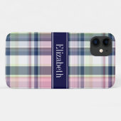 Coques Case-Mate iPhone Pink Navy Green White Preppy (Dos (Horizontal))