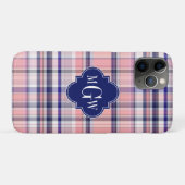 Coques Case-Mate iPhone Pink Navy White Preppy Madras Quatrefoil (Dos (Horizontal))