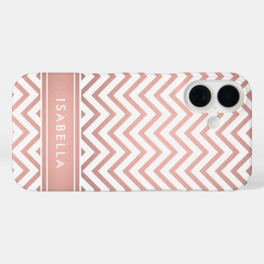 Coques Case-Mate iPhone Pink Ombre Chevron Motif Simple Moderne Monogramme (Verso (horizontal))