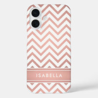 Pink Ombre Chevron Motif Simple Moderne Monogramme