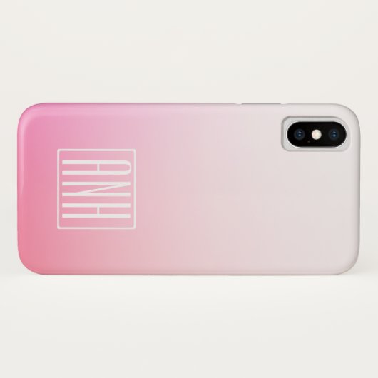 Coques Case-Mate iPhone Pink Ombre Gradation et vos initiales (Dos (Horizontal))