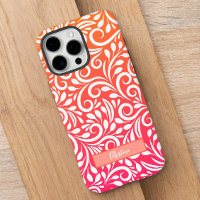Pink Orange Ombre Moderne Floral Nom Personnalisé