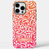 Coques Case-Mate iPhone Pink Orange Ombre Moderne Floral Nom Personnalisé (Verso)