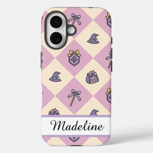 Coques Case-Mate iPhone Pink Personalized Girly Checkered (Verso)