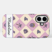 Coques Case-Mate iPhone Pink Personalized Girly Checkered (Verso (horizontal))