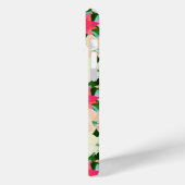 Coques Case-Mate iPhone Pink Poinsettia Noël Turquoise (Verso / Gauche)