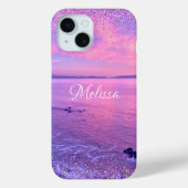 Coques Case-Mate iPhone Pink Purple Ocean Sunset Girl Glam Confetti Nom (Verso)