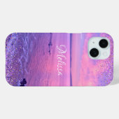 Coques Case-Mate iPhone Pink Purple Ocean Sunset Girl Glam Confetti Nom (Verso (horizontal))
