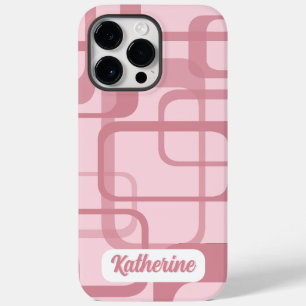 Coque Pour Pour iPhone 14 Pro Max Pink Retro 60's 70's Abstrait nom Motif