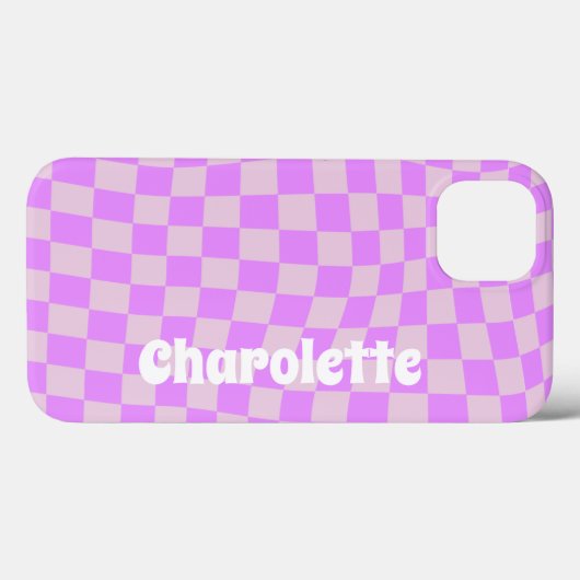 Coques Case-Mate iPhone Pink retro checker pattern  Case-Mate iPhone case (Verso (horizontal))