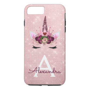 Case-Mate iPhone Case Pink - Rose Gold Unicorn Sparkle Princess Monogram