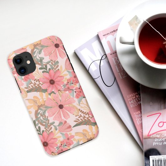 Coques Case-Mate iPhone Pink Sage Vert Floral Feuille Motif d'aquarelle