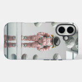 Coques Case-Mate iPhone Pink Space Explorer - Astronaute en dessin animé (Verso (horizontal))