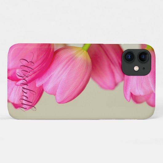 Coques Case-Mate iPhone Pink Tulips Personalize (Dos (Horizontal))