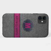 Coques Case-Mate iPhone Pink violet et cuir noir (Dos (Horizontal))