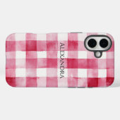 Coques Case-Mate iPhone Pink White Plaid Stripes Anniversaire (Verso (horizontal))