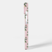 Coques Case-Mate iPhone Pink White Stripes and Trailing Roses Monogrammed (Verso / Gauche)