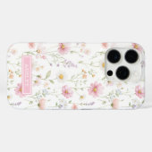 Coques Case-Mate iPhone Pink Wildflower Garden Monogrammed (Verso (horizontal))