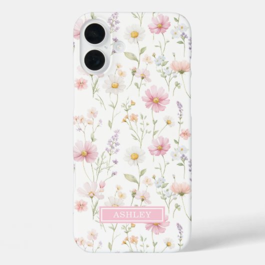 Coques Case-Mate iPhone Pink Wildflower Garden Monogrammed (Verso)