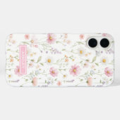 Coques Case-Mate iPhone Pink Wildflower Garden Monogrammed (Verso (horizontal))