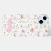 Coques Case-Mate iPhone Pink Wildflower Garden Monogrammed (Verso (horizontal))