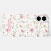 Coques Case-Mate iPhone Pink Wildflower Garden Monogrammed (Verso (horizontal))
