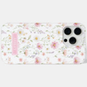Coques Case-Mate iPhone Pink Wildflower Garden Monogrammed (Verso (horizontal))