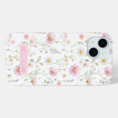 Coques Case-Mate iPhone Pink Wildflower Garden Monogrammed (Verso (horizontal))
