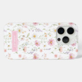 Coques Case-Mate iPhone Pink Wildflower Garden Monogrammed (Verso (horizontal))