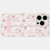 Coques Case-Mate iPhone Pink Wildflower Striped Monogrammed (Verso (horizontal))