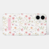 Coques Case-Mate iPhone Pink Wildflower Watercolor Monogrammed (Verso (horizontal))